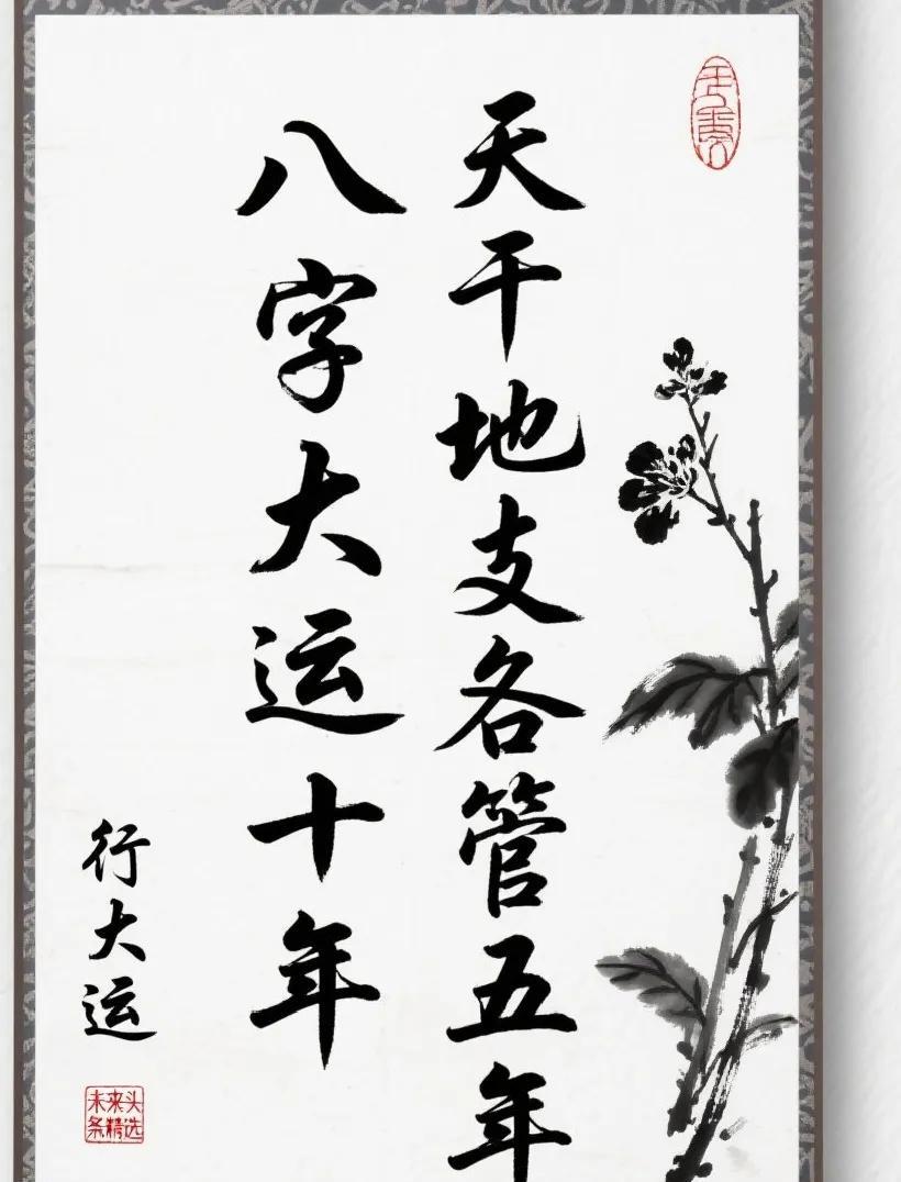 八字大运十年 | 天干地支各管五年
在四柱命理中，每十年为一步大运。这十年并非混