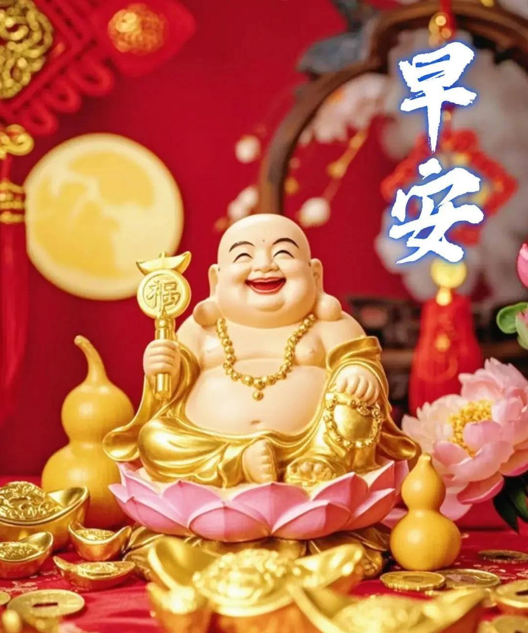 朝阳挥手，拂去所有烦忧；
蓝天笑脸，照耀你我心头；
愿我们一天好兴致，好运连连，