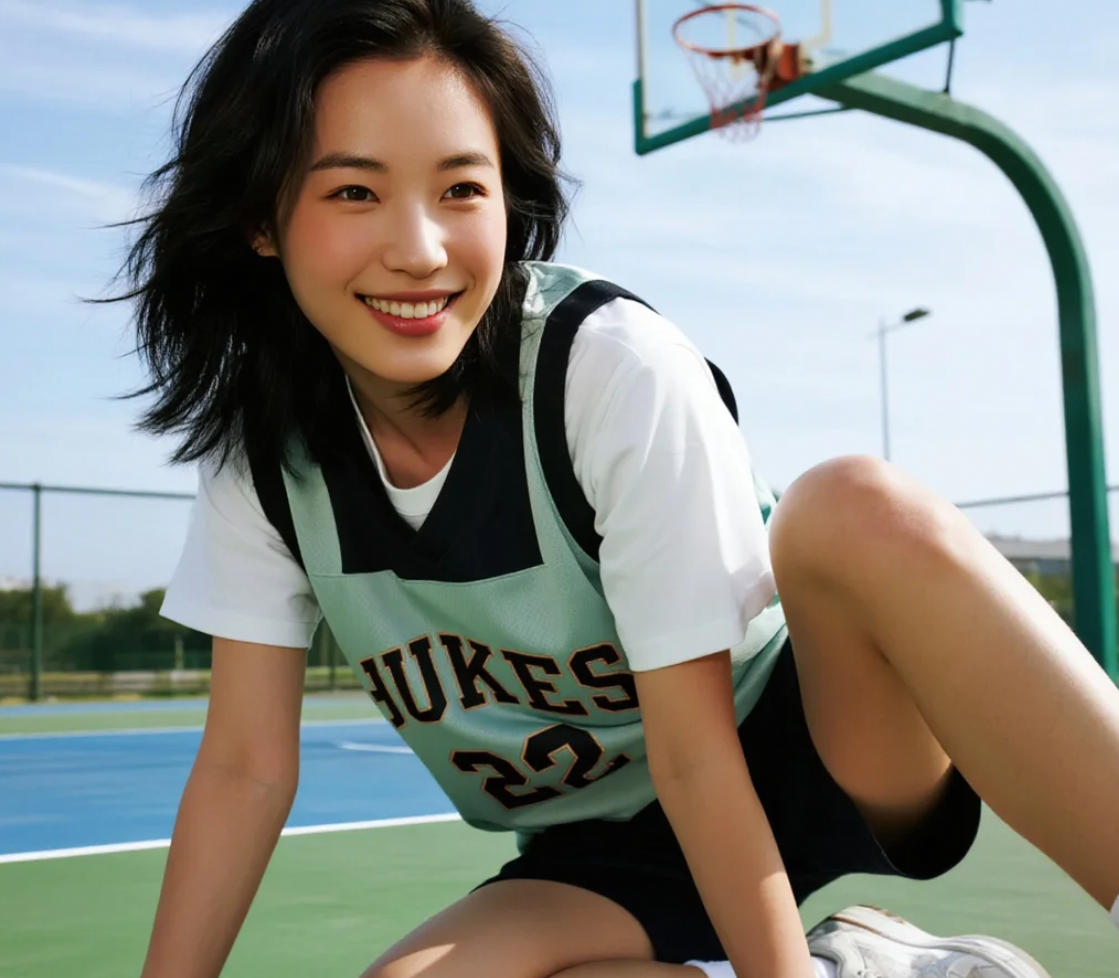 夏日阳光下的剪影，她的篮球服背影太勾人！