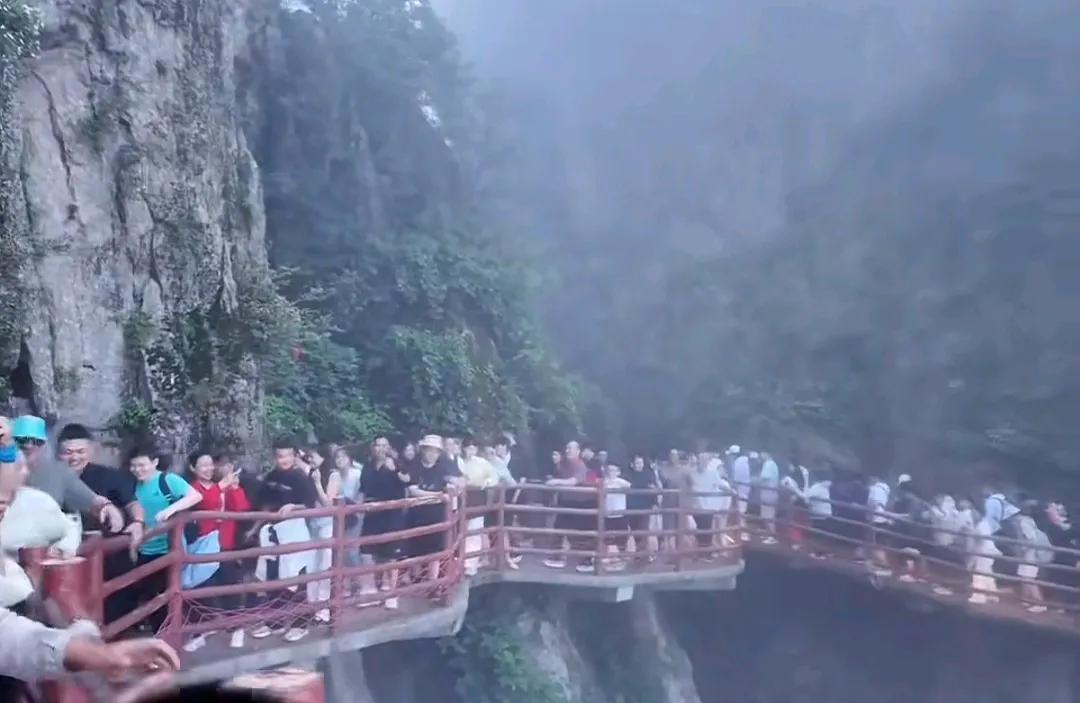 我能表达下担忧吗？
我就是觉得人流量太大了，这种栈道会老化，但愿会定期检查！
不