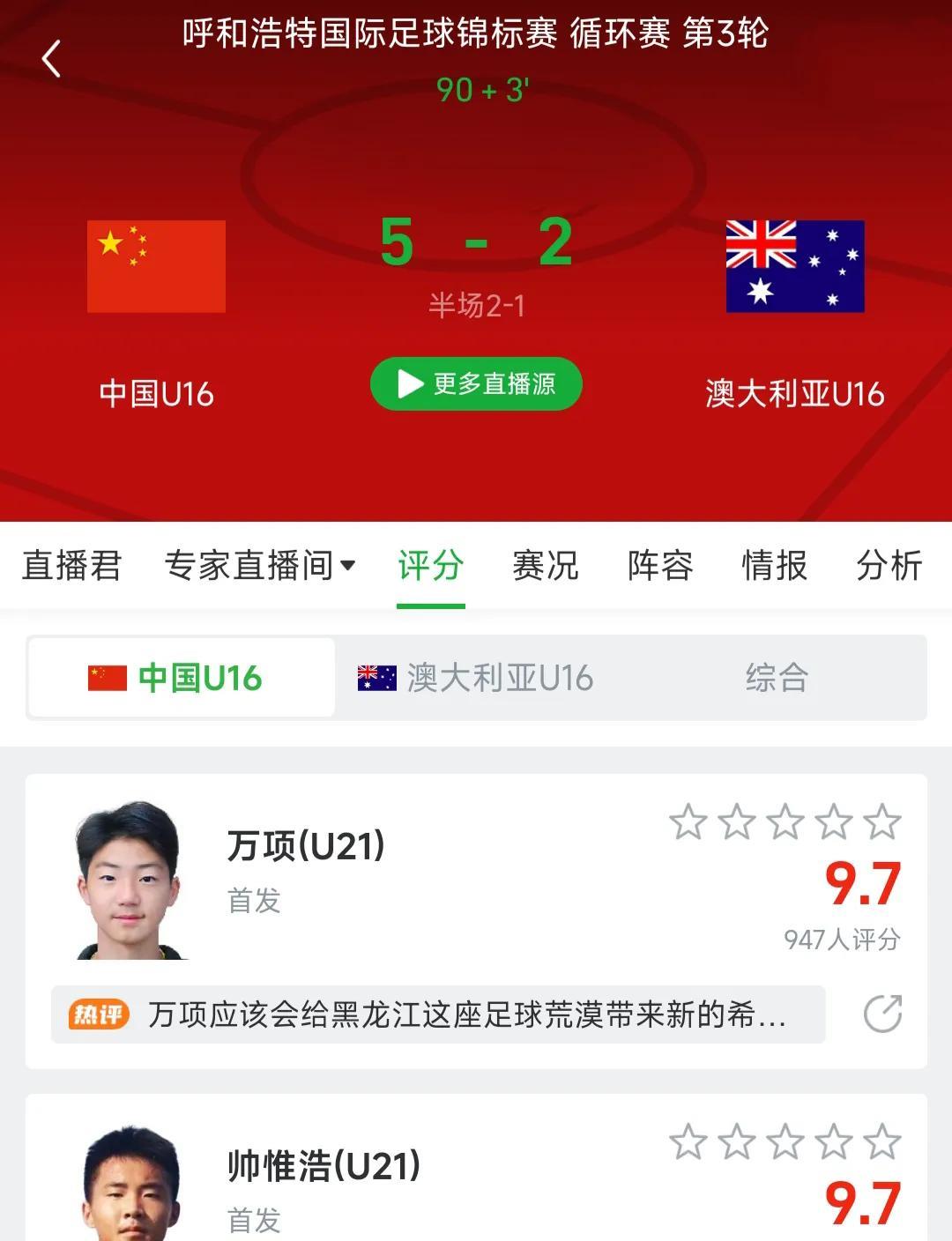 5-2！打疯了！你敢信这是中国足球的小伙子们踢出来的比分吗？
没错，U16的国足