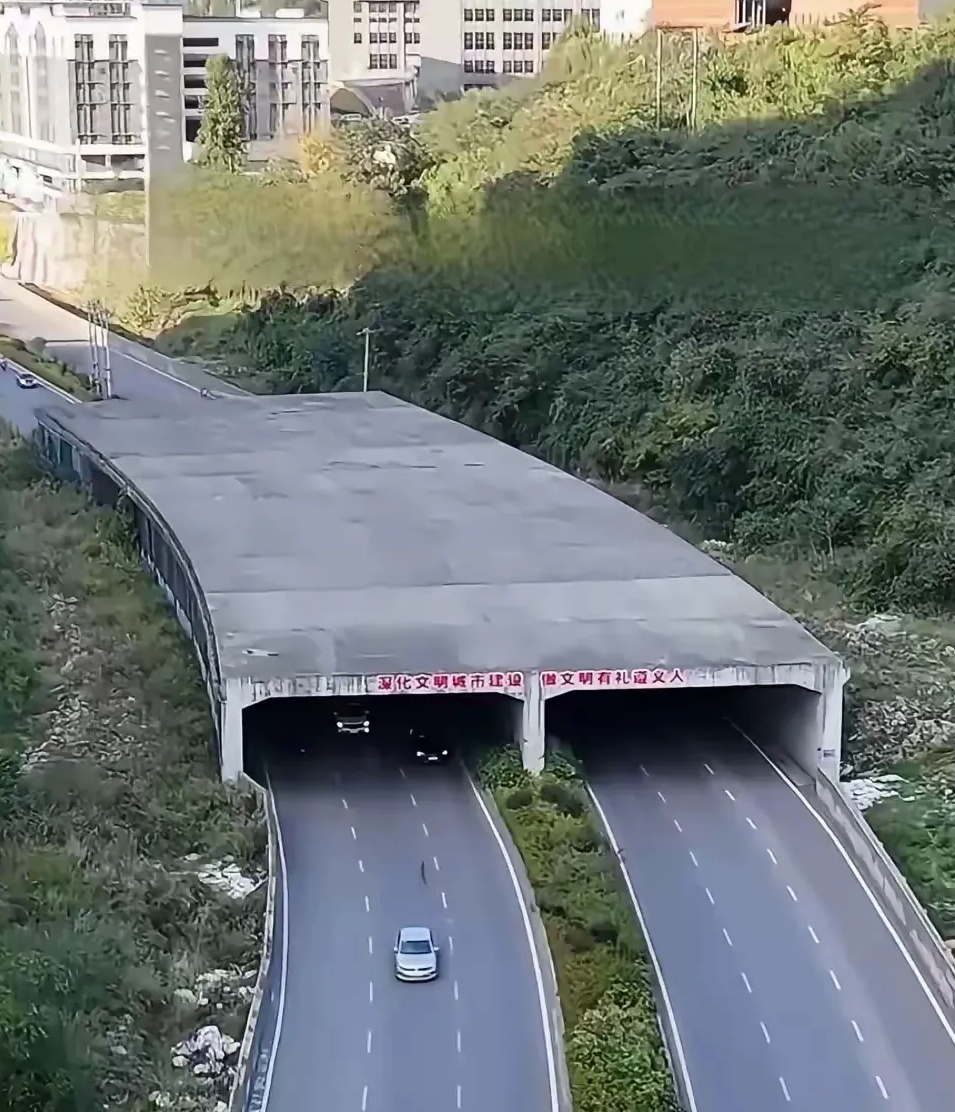 这怎么还修了个隧道？上面也没山啊！
