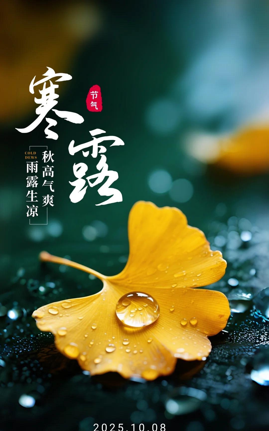 《踏莎行·寒露寄怀》
露重阶前，叶飘庭畔。时光流转温犹伴。
风轻送冷韵偏浓，泉声