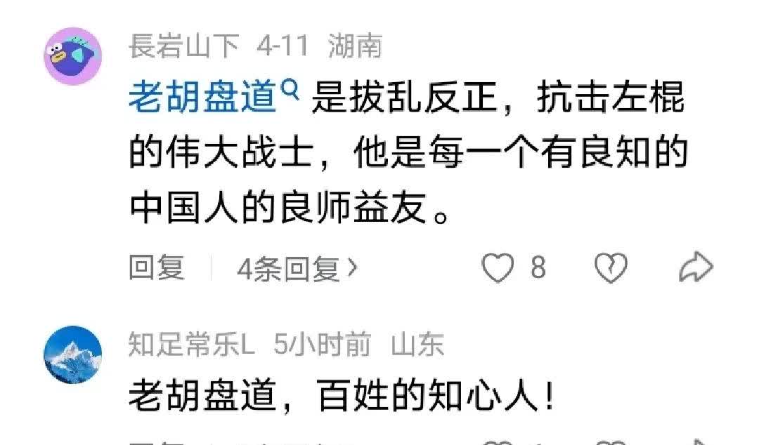 脑袋得迷糊成啥样才会夸老胡盘道伟大？原本以为夸司马表演大师正义的人，就已经是迷糊