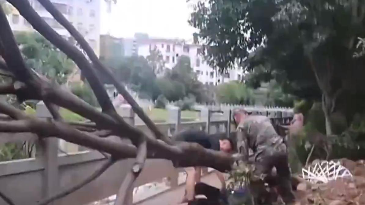 江西，两名小学生发现老人被倒塌的树木压倒，及时向武警官兵求助，让老人脱离了生命危