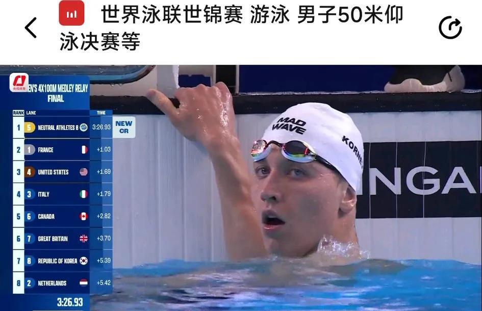 男子4×100米混合接力比赛，俄罗斯队力压马尔尚的法国，美国，以及意大利夺冠，卫