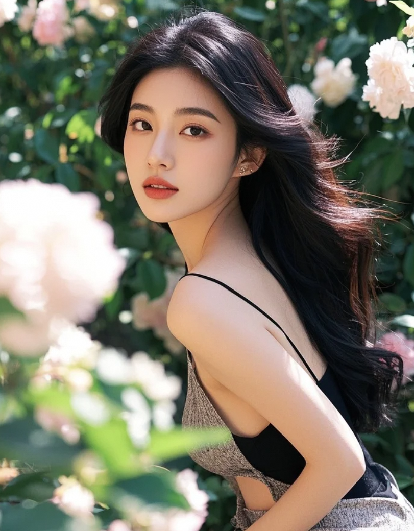 她像一朵刚醒来的花，美得让人不敢大声说话。