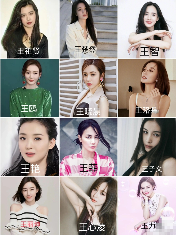 下图12位王姓女明星，以你审美来看，谁的颜值“相对垫底”？