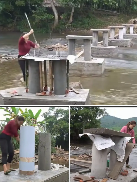 为了方便村民出行，女子利用所学知识自建一座水泥桥，但是没有相关审批，拍完视频是不