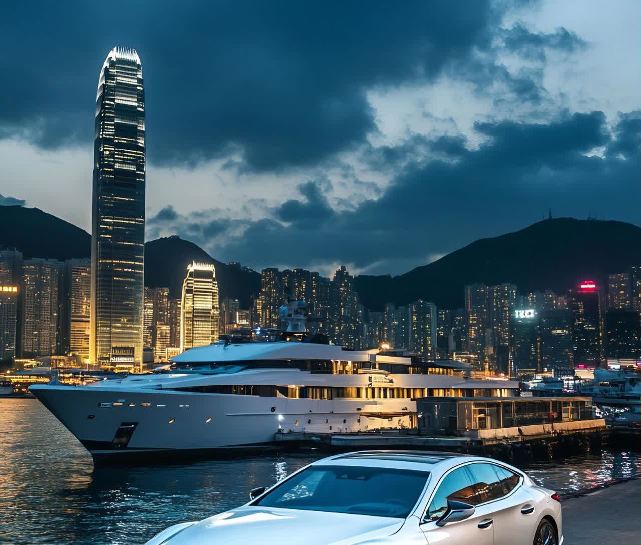 “当雷克萨斯LS500h邂逅维多利亚港的夜色，一场关于豪华与格调的故事就此拉开帷
