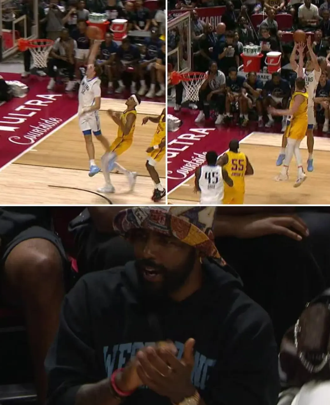 欧文现场观看队友弗拉格对阵布朗尼的夏联

NBA夏季联赛独行侠对阵湖人的比赛中，