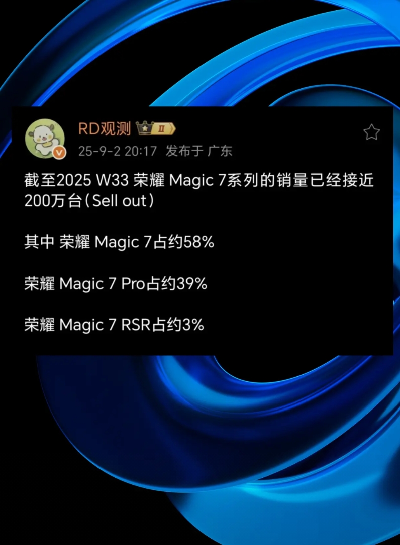 挺不错的，荣耀Magic 7系列目前销量②百万了。感觉这次荣耀Magic8系列会