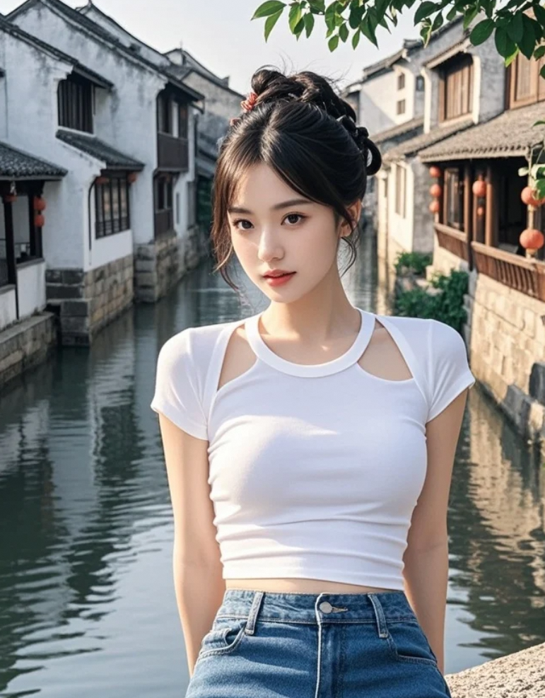 小姐姐像被晨雾吻醒的睡莲，一颦一笑都在吟唱水墨诗