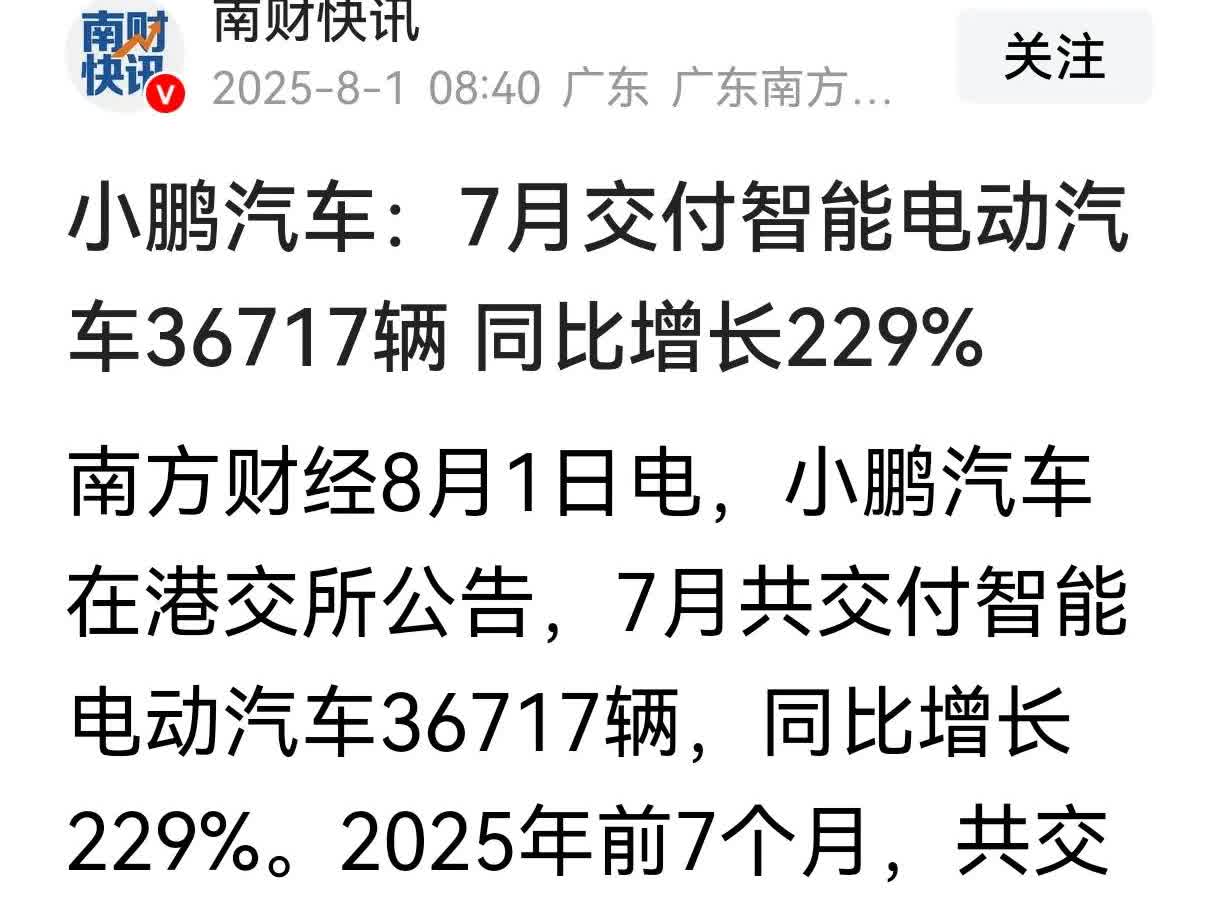 7月新能源电动车销量出炉。
极石第一个公布战报，小鹏第二个公布，看来这两家销量