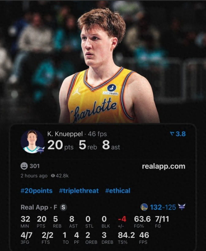 NBA常规赛，黄蜂125-132不敌勇士。
克尼佩尔创下了NBA历史新秀纪录，他