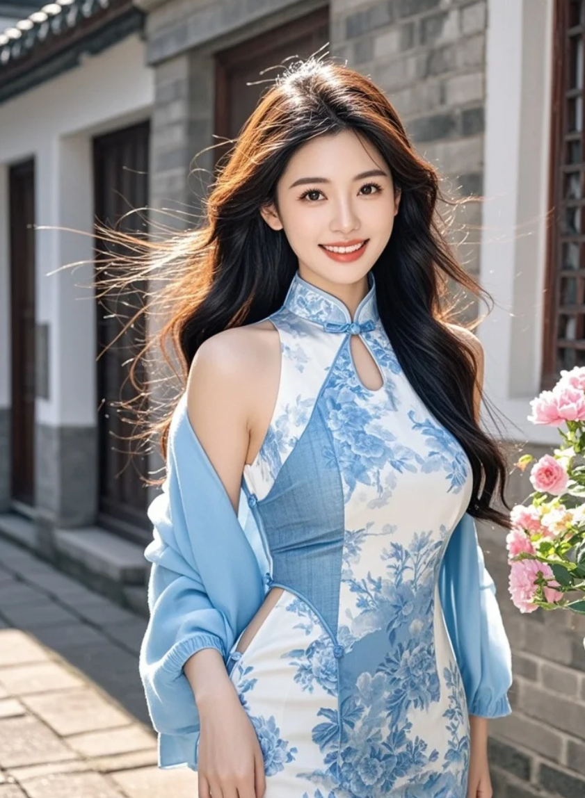 看她的旗袍装扮，感受那份优雅与从容