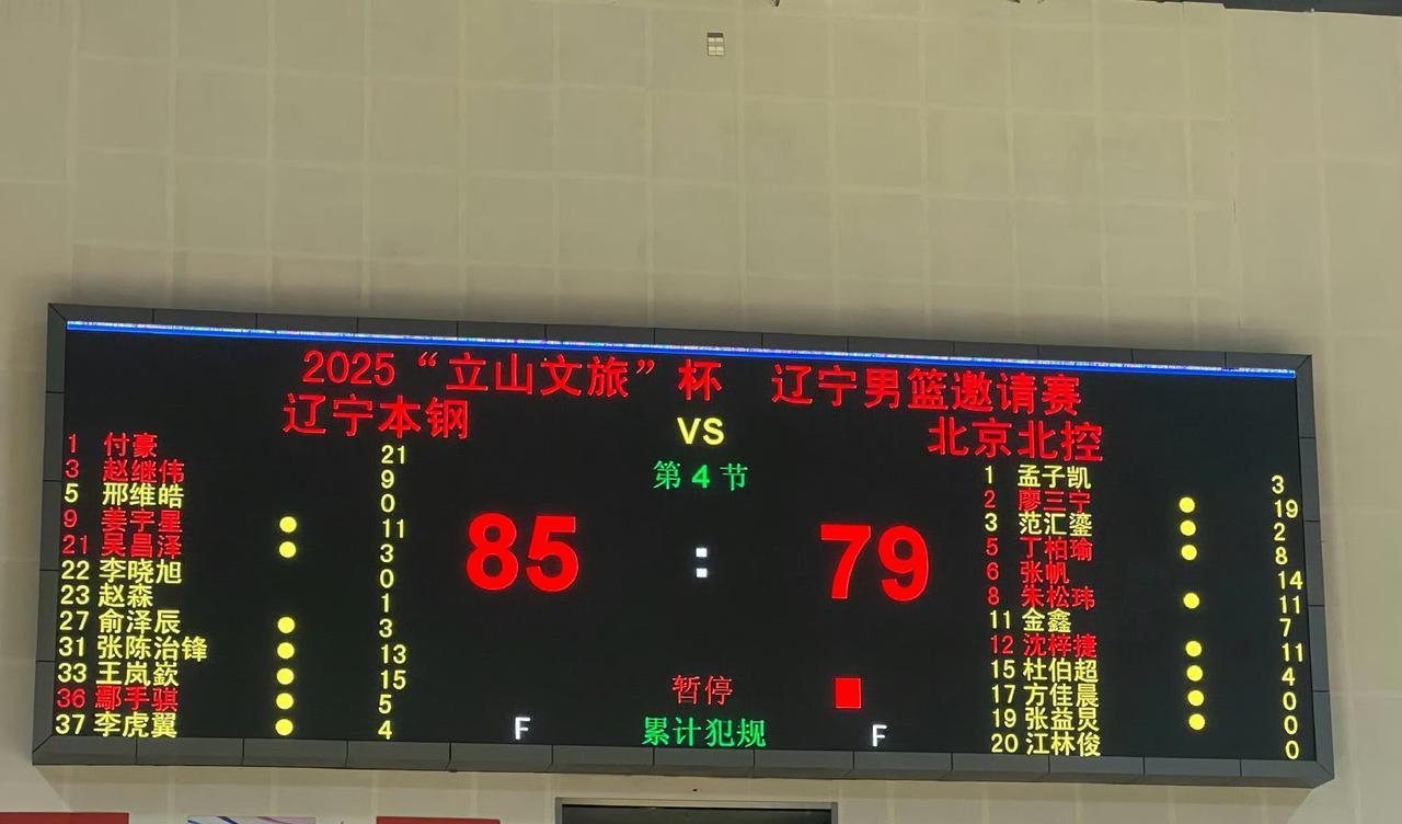 杨鸣: 外界一直在质疑以及诋毁球队，全队都在憋着一口气！
辽篮85:79北控男篮