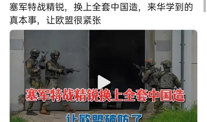 塞军特战精锐，换上全套中国造，来华学到的真本事，让欧盟很紧张
塞军特战精锐换上全
