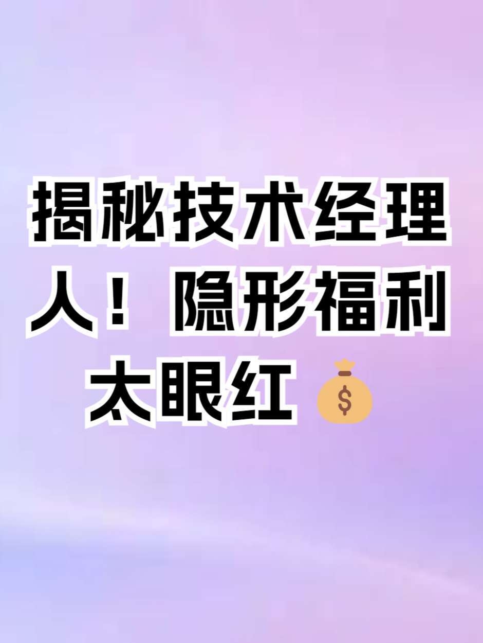 揭秘技术经理人！隐形福利太眼红