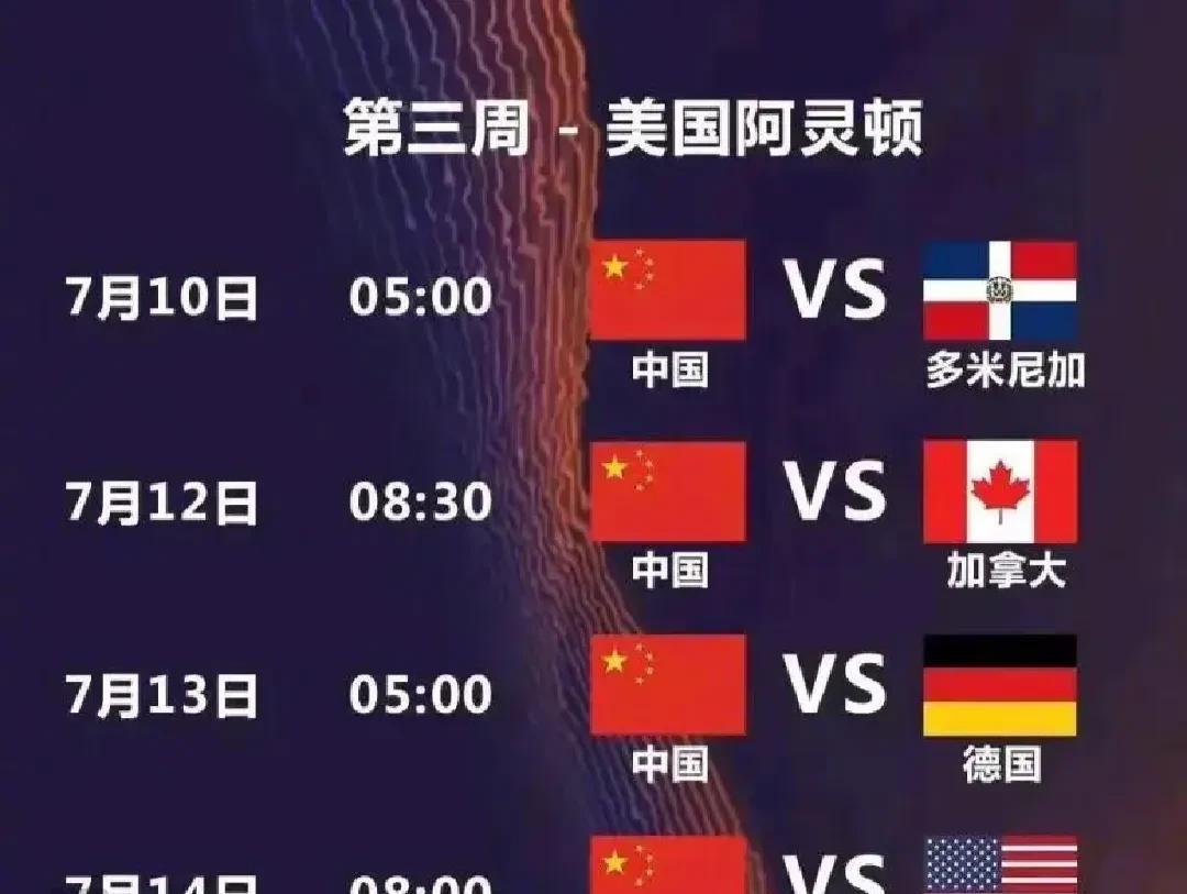 2025VNL中国女排第三周赛程