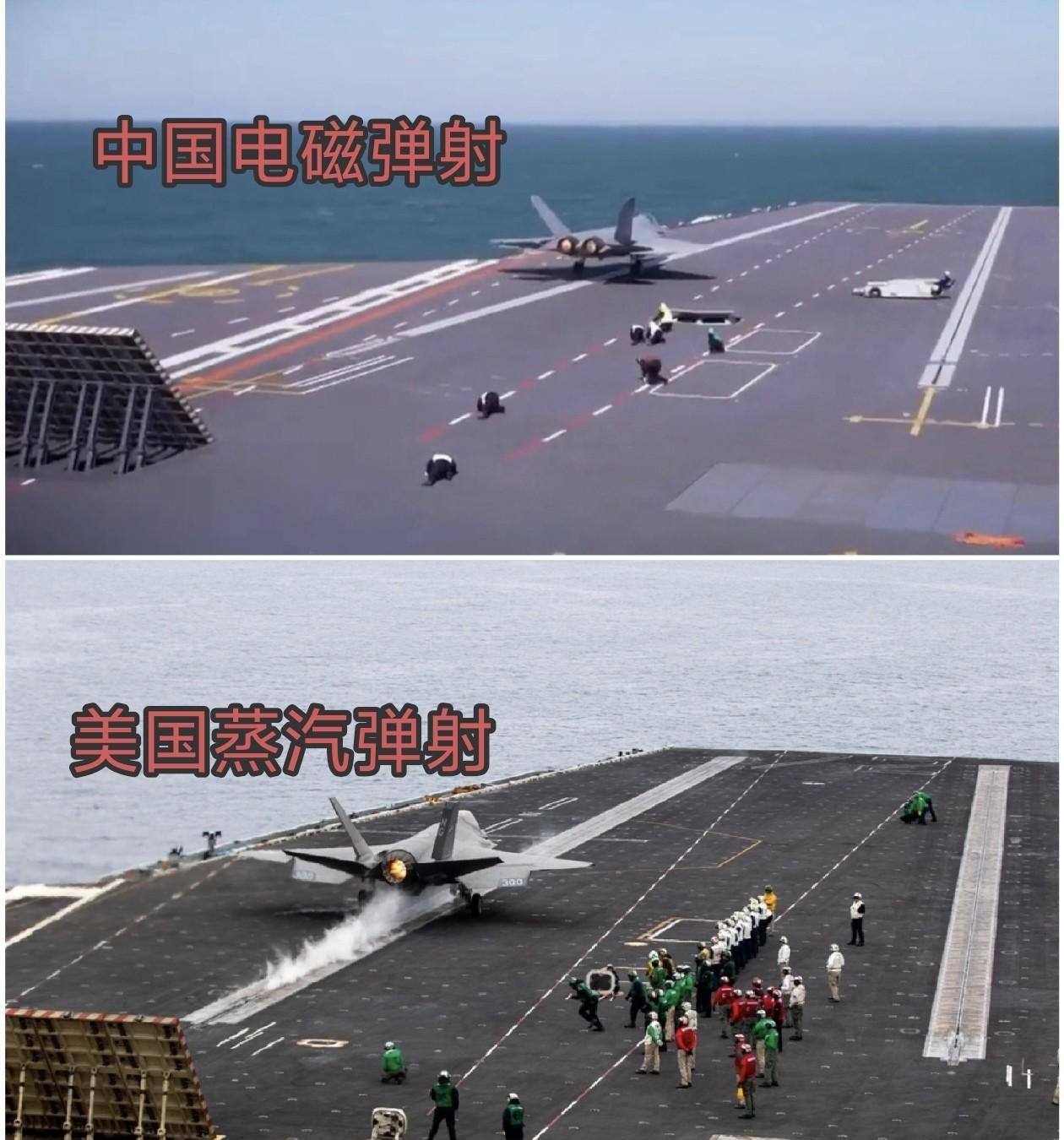 中美航母弹射舰载机的比较来了。
之前没有可比性是因为我国没有平直甲板航母。
现在