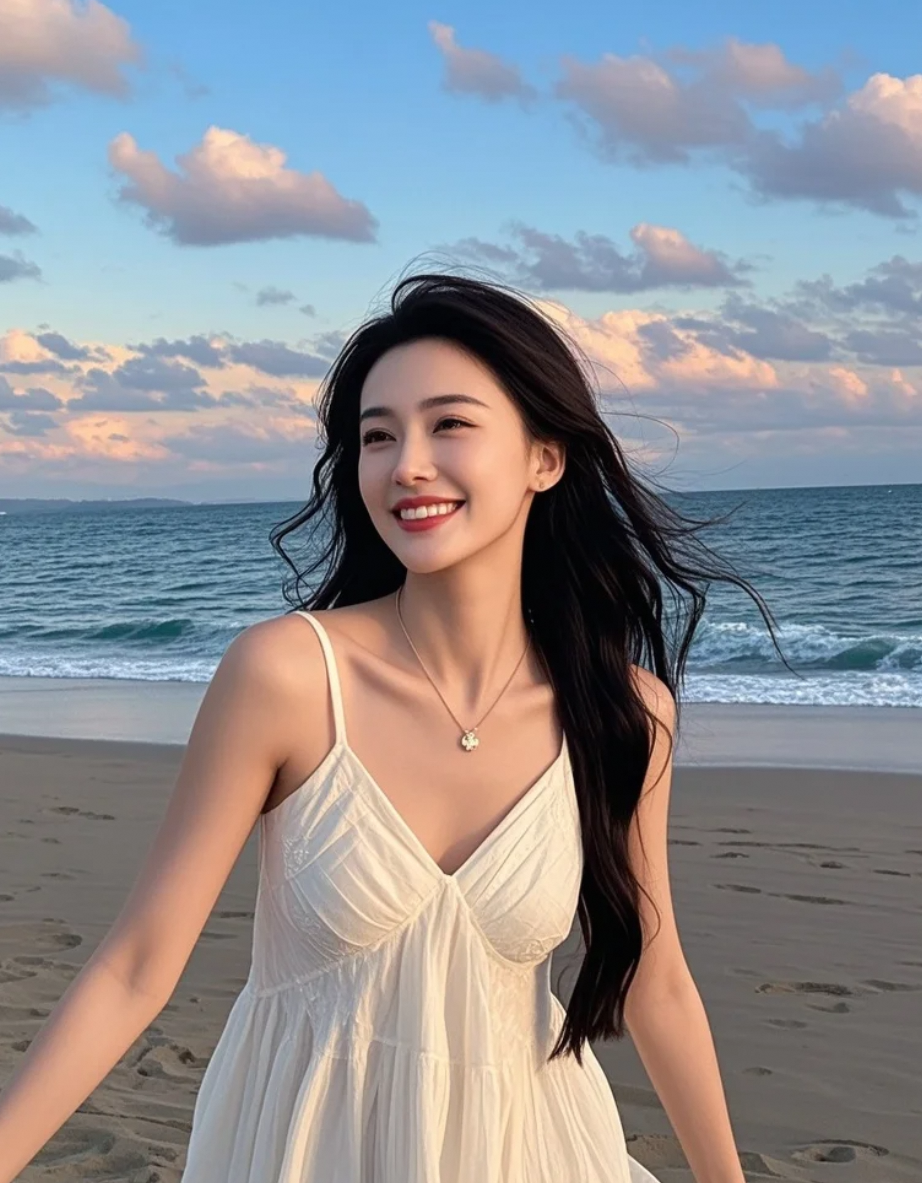 白色吊带裙，在暮色中点亮一盏心灯