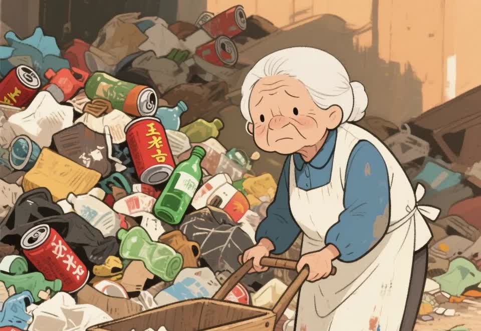 早晨上看一个老奶奶
推着小车
在垃圾堆捡东西
穿的衣衫不整

    