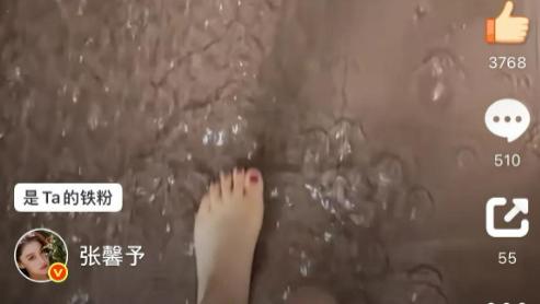 张馨予家里水管爆淹成水帘洞，拖鞋玩水晒自拍，网友却只关注脚