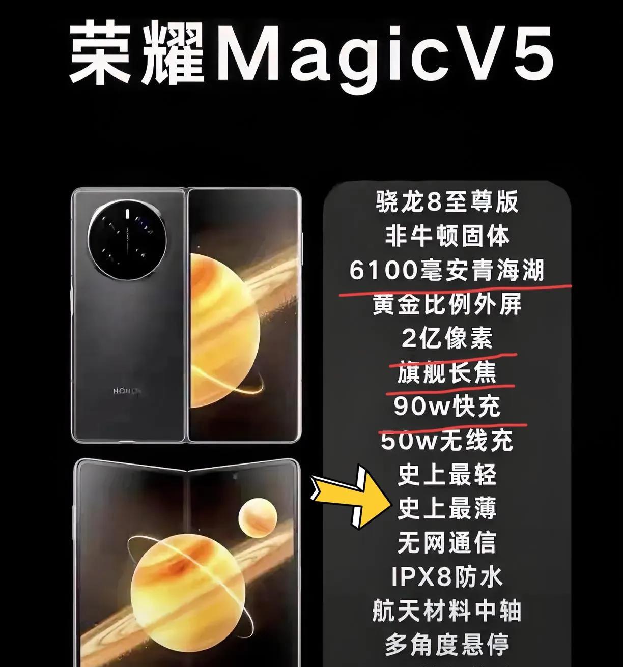 荣耀Magic V5的配置提前看，这次的升级真不少[机智][机智][机智]
首先