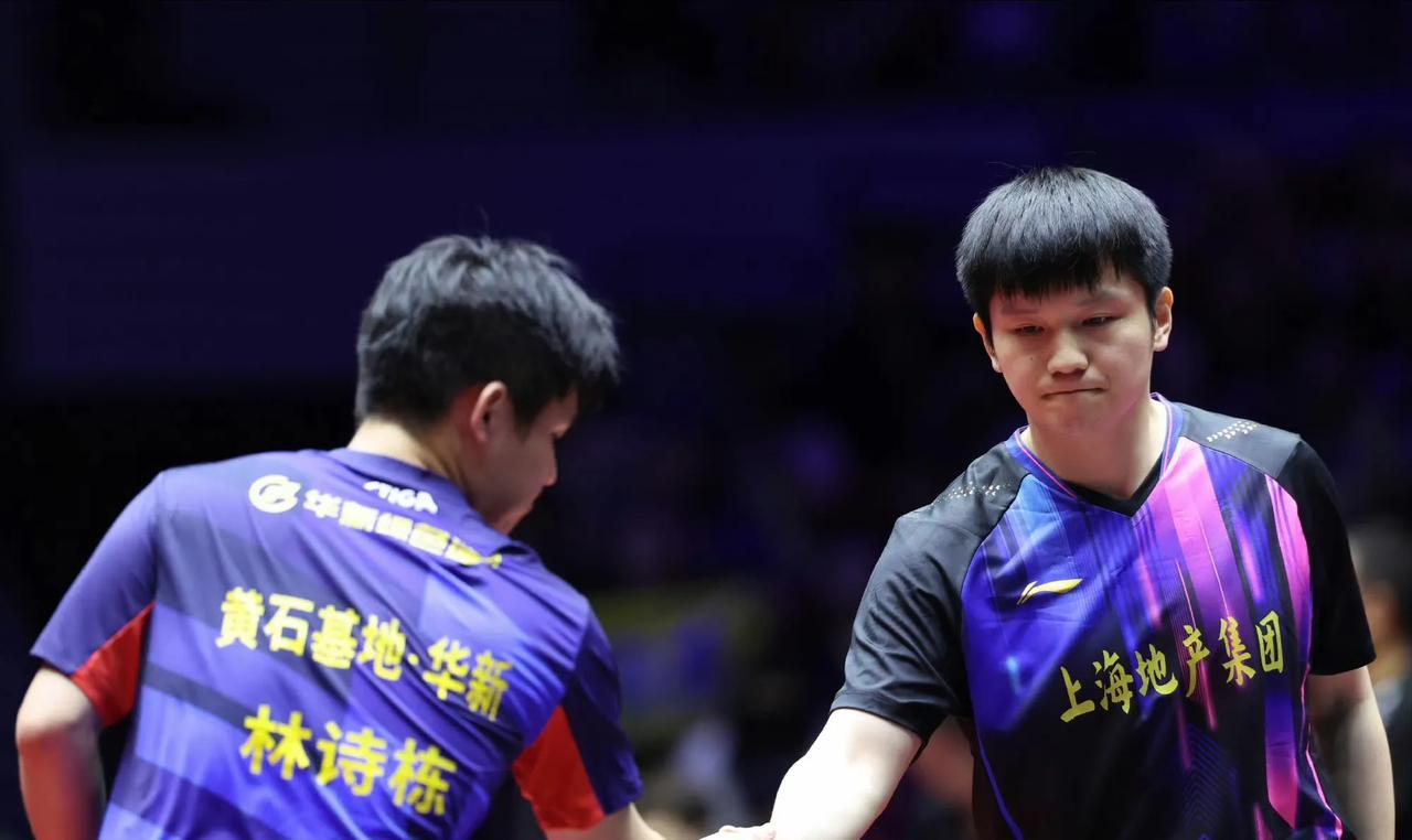 樊振东3-2林诗栋！#2025乒超联赛# 上海地产集团3-1黄石基地·华新！
第