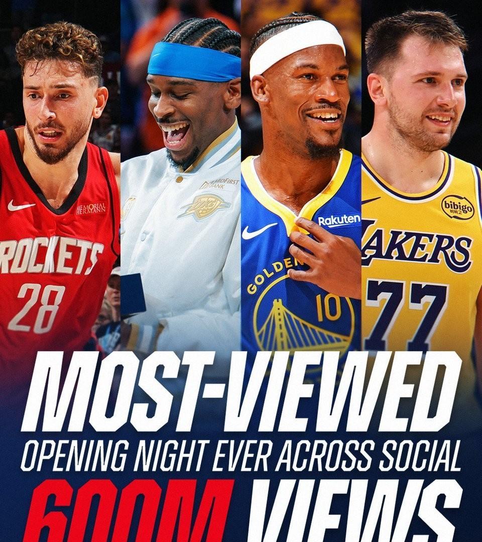 NBA 宣布昨天的揭幕战是联盟历史上观看人数最多的一轮比赛。
所有 NBA 官方