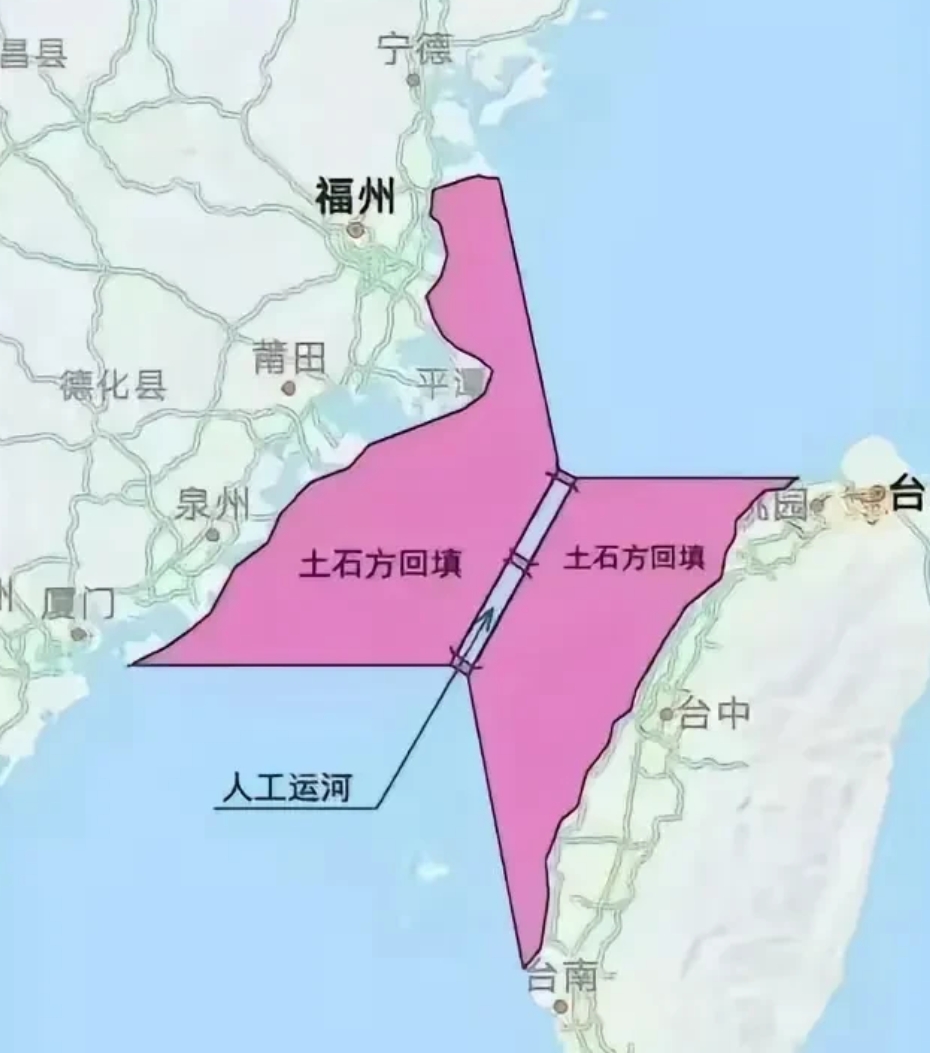 把大陆西北地区的黄土，用火车拉到福建，一年后，就可以把台湾海峡给填平了，到时候只