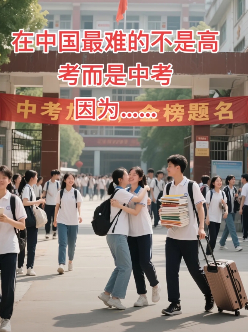 在中国最难的不是高考而是中考，因为只要你考上了高中你就能上大学，上不了一本还有二