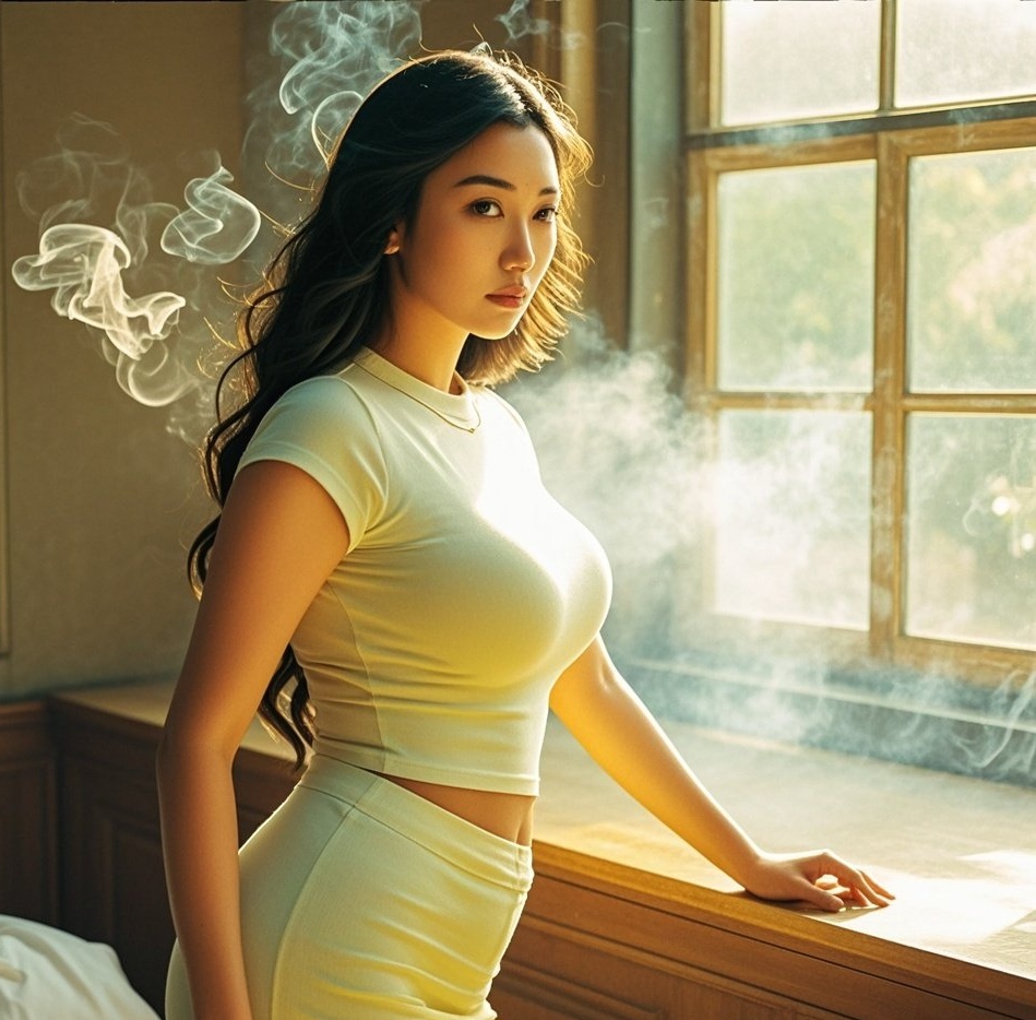 娇俏佳人曲线诱人，薄纱轻掩更添神秘