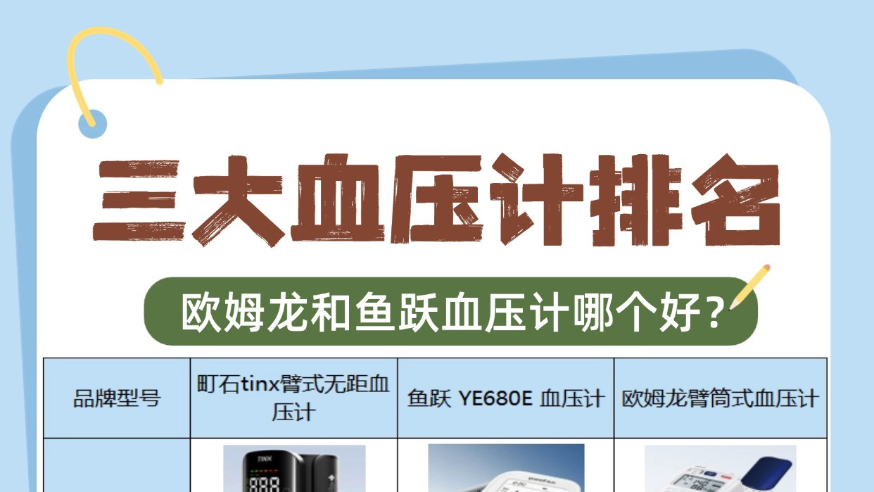 血压计哪个牌子好？欧姆龙和鱼跃血压计哪个好？三大血压计排名