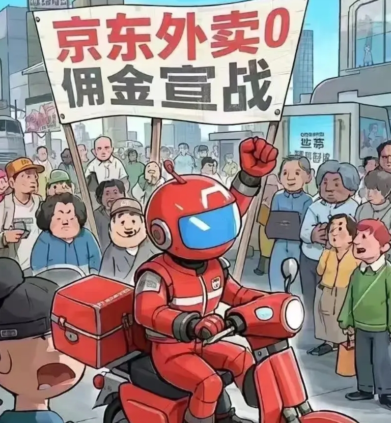 我问老公，京东外卖咋光给商家0佣金，没听说招募骑手呢？

老公说，你真以为京东是