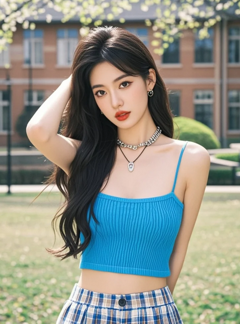 户外学院风美女优雅知性，气质超凡脱俗