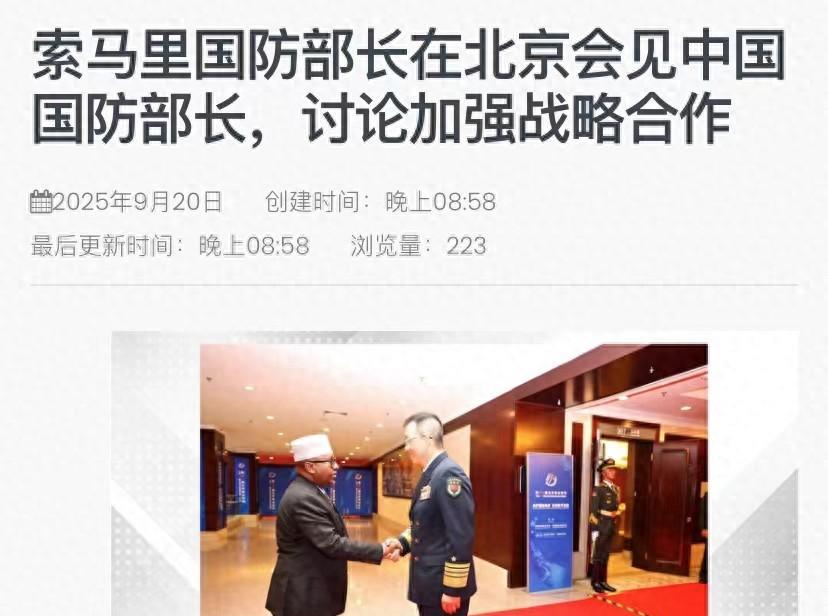 索马里防长40年来第一次访华，两国严防美国策动索马里分裂
要说最近国际圈子里让人