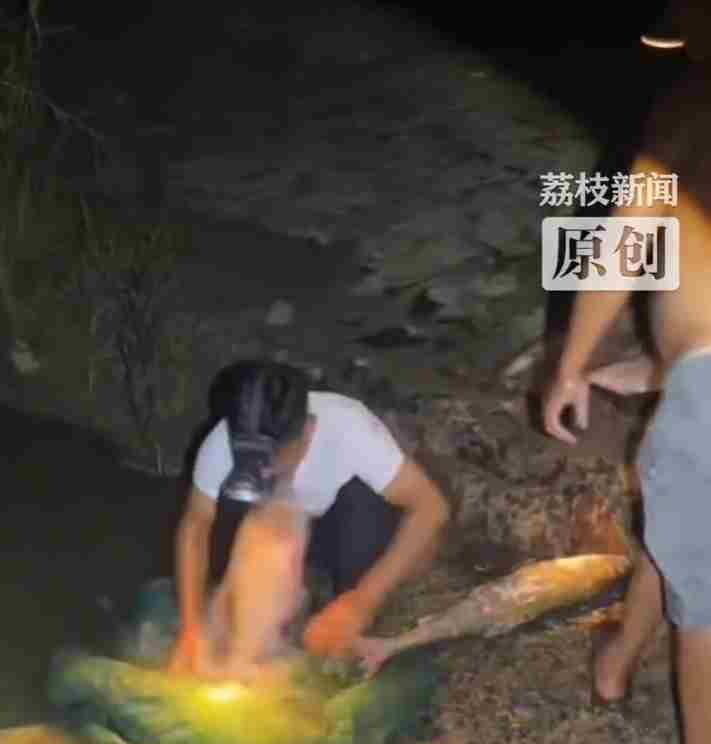 【惊险！#男子捕鱼被大鱼撞掉牙下巴脱臼#】近日，江苏淮安，男子捕鱼蹲下瞬间，被一