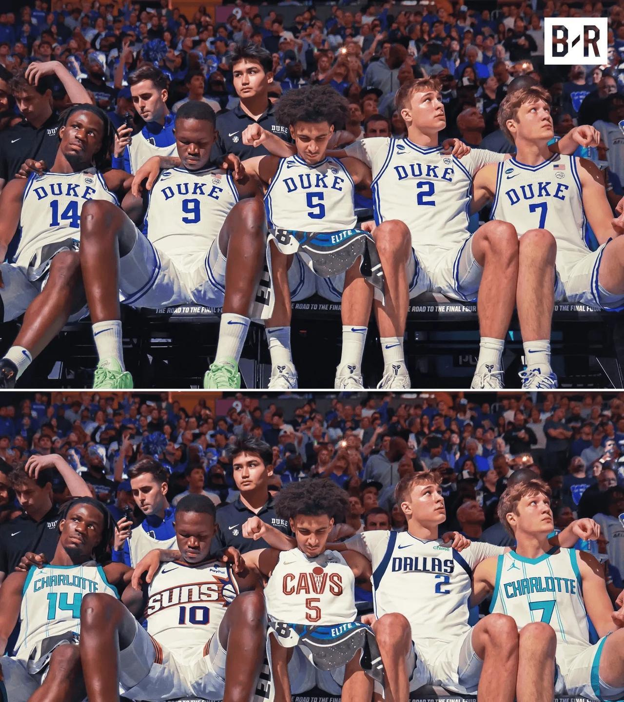 杜克大学不愧是篮球名校啊，校队的首发五虎，现在全都进入NBA了，顺位最高的是状元