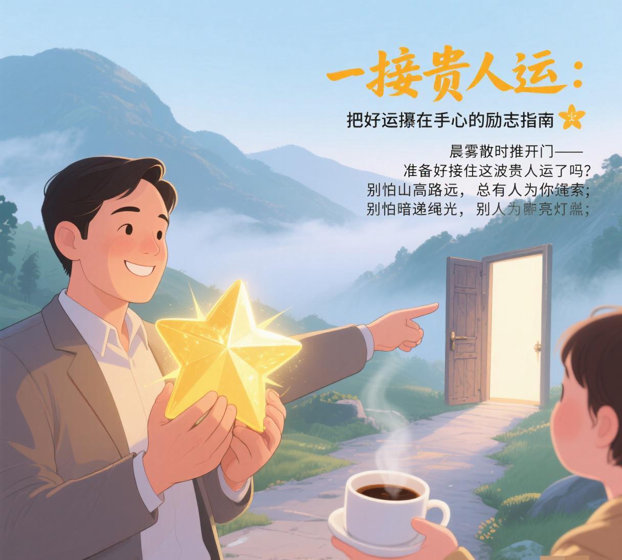 晨雾散时推开门——
准备好接住这波贵人运了吗？
别怕山高路远，总有人为你递绳索；