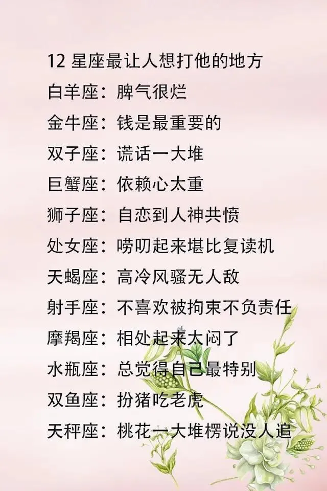 12星座最想让人打他的地方是什么？