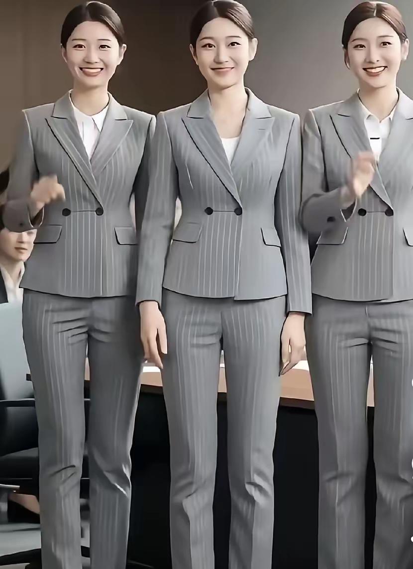 职场三姐妹
职场靓影三枝花，飒爽英姿气质佳。
灰衣挺括显干练，笑靥盈盈绽芳华。