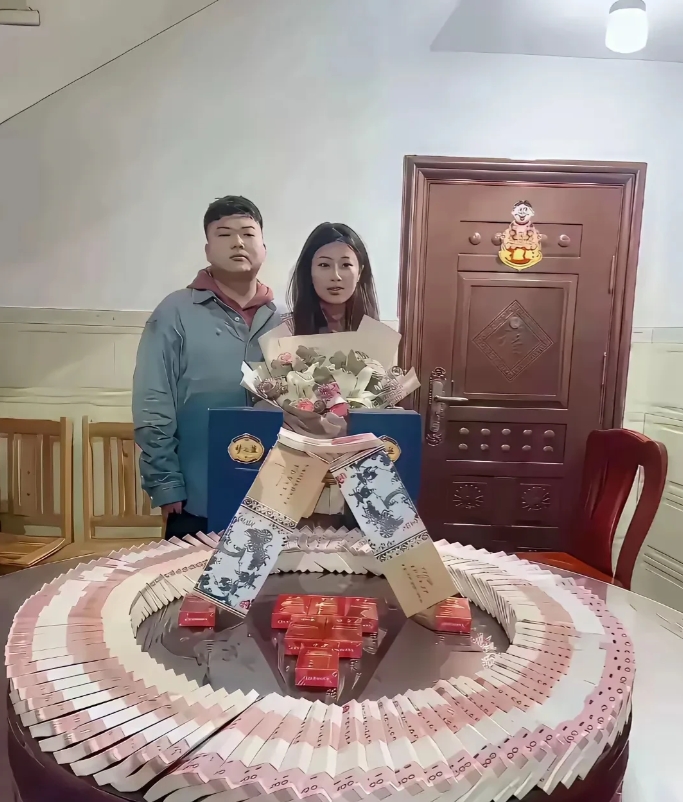 订婚彩礼168万，男方很是高兴。