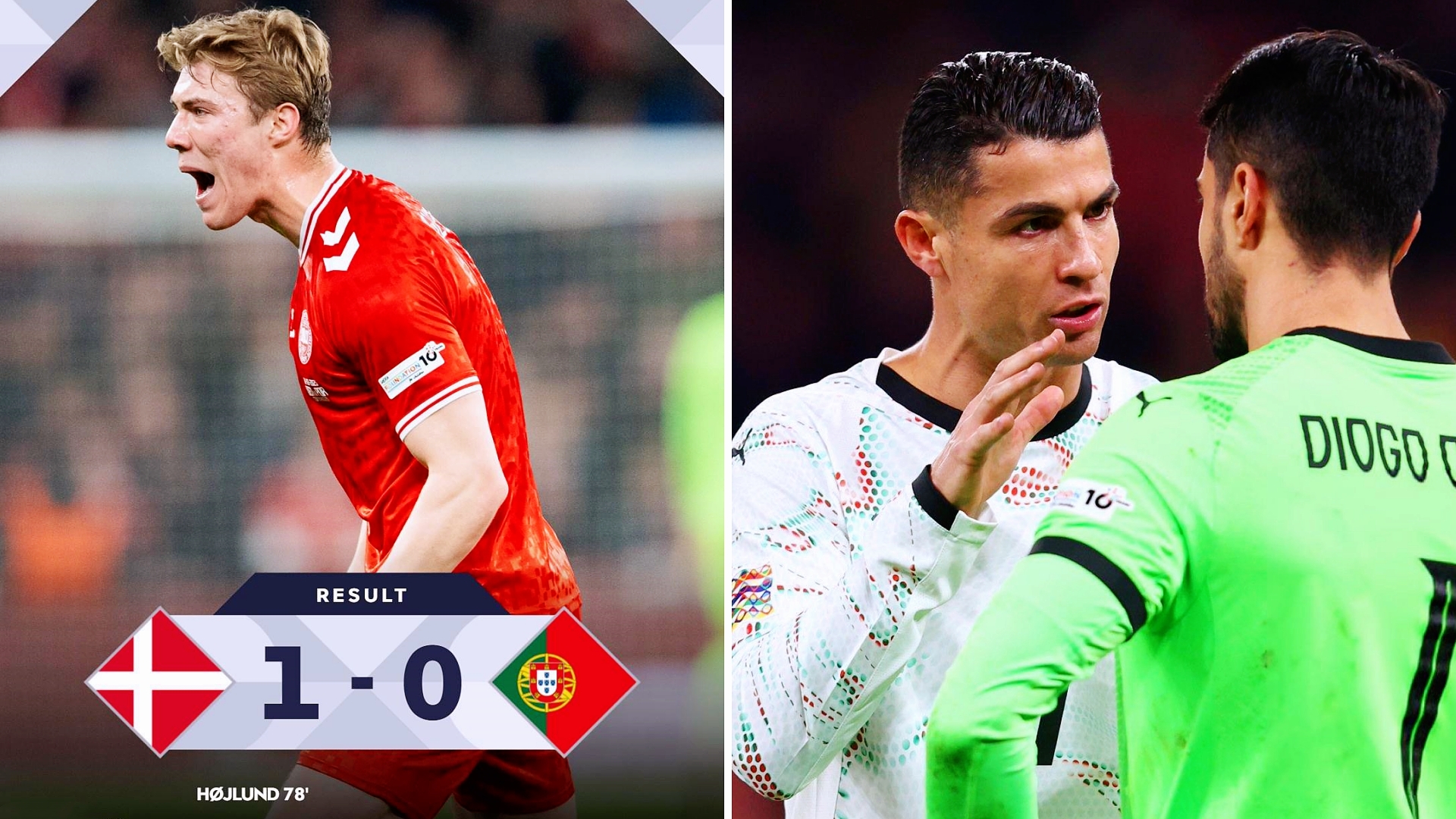 欧国联：丹麦主场1-0击败葡萄牙，两回合比赛占得先机。
丹麦全登场狂轰23脚打门