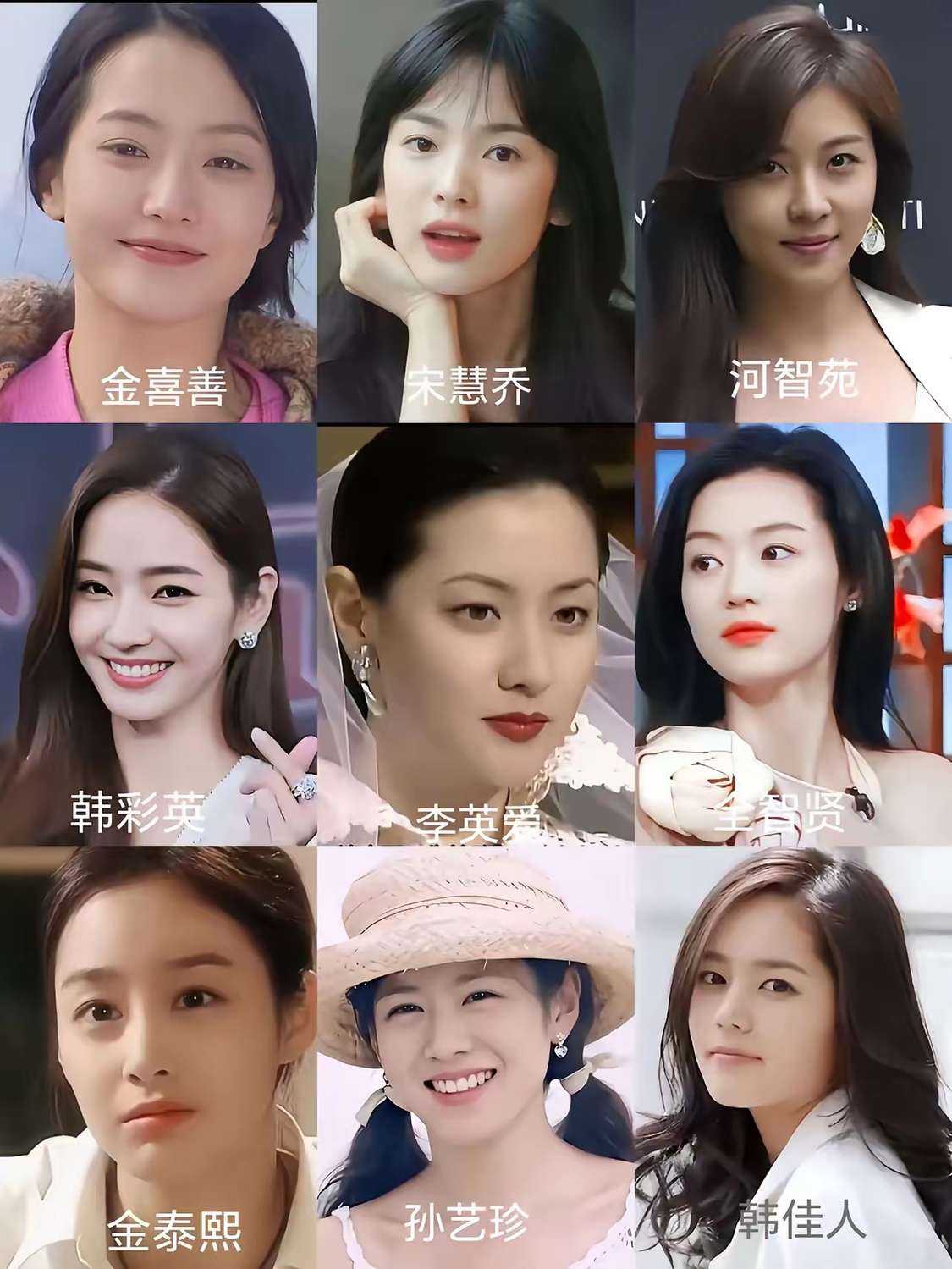 韩国女明星的颜值排名。