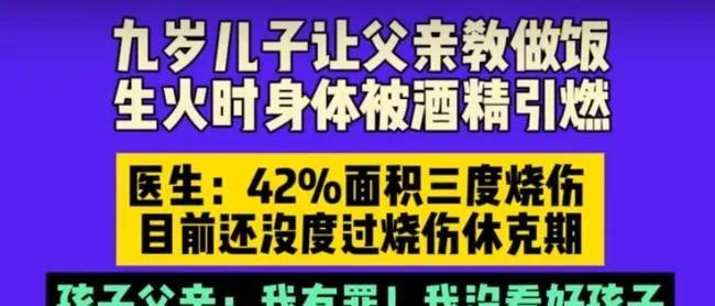 河南的周先生想满足9岁儿子“学做饭”的小心愿，用柴火炉生火时，因火势不旺倒进酒精