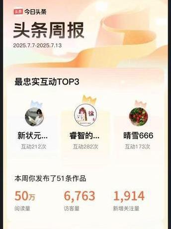 上一周，我写了51条作品，阅读量是50万。
有时候，会少发一条，有时候会多发一条