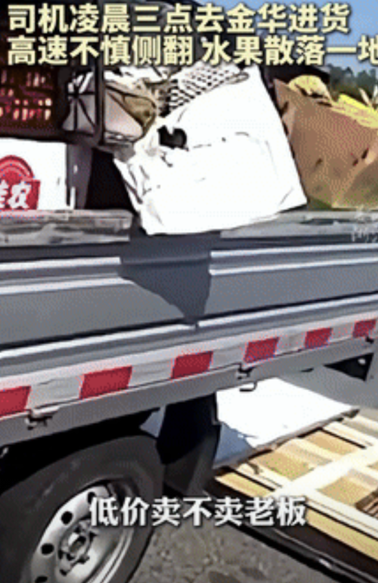 “浙江又火了！”货车侧翻水果撒一地，司机满面愁容怕血本无归！不料，交警不仅不罚钱