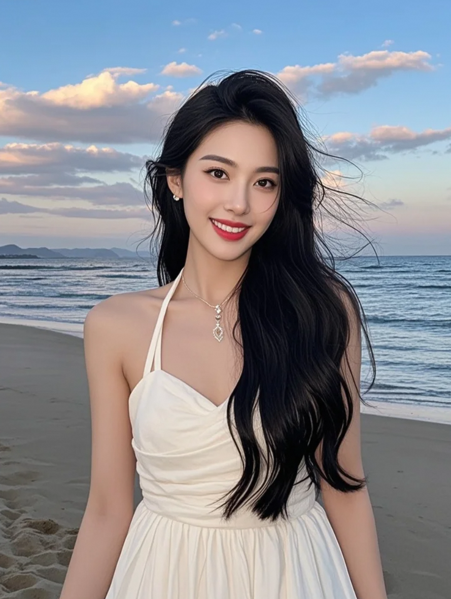 长发如金丝，白裙似云絮，共赴夕阳的鎏金之约